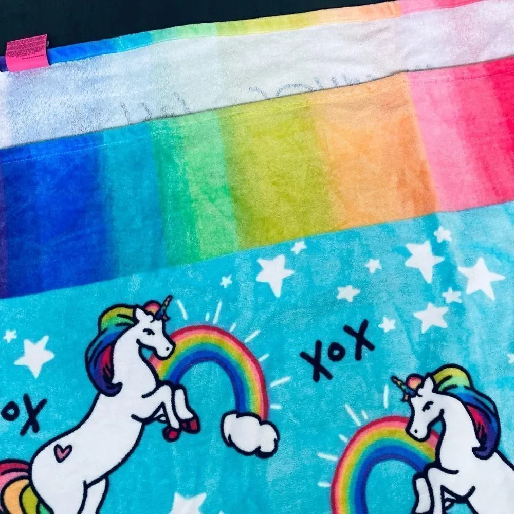 Betsey Johnson Rainbow Unicorn Colorful Beach Towel